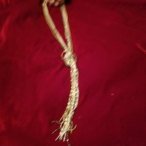 Silver Gold and Charcoal Knotted Necklace 36" - Picture 3 of 3